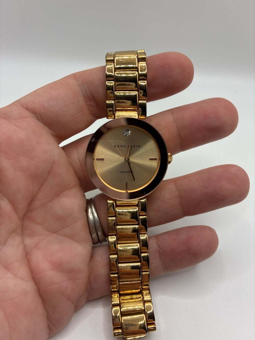 Anne Klein Gold-Tone Diamond Accent Bracelet Watch AK/1362